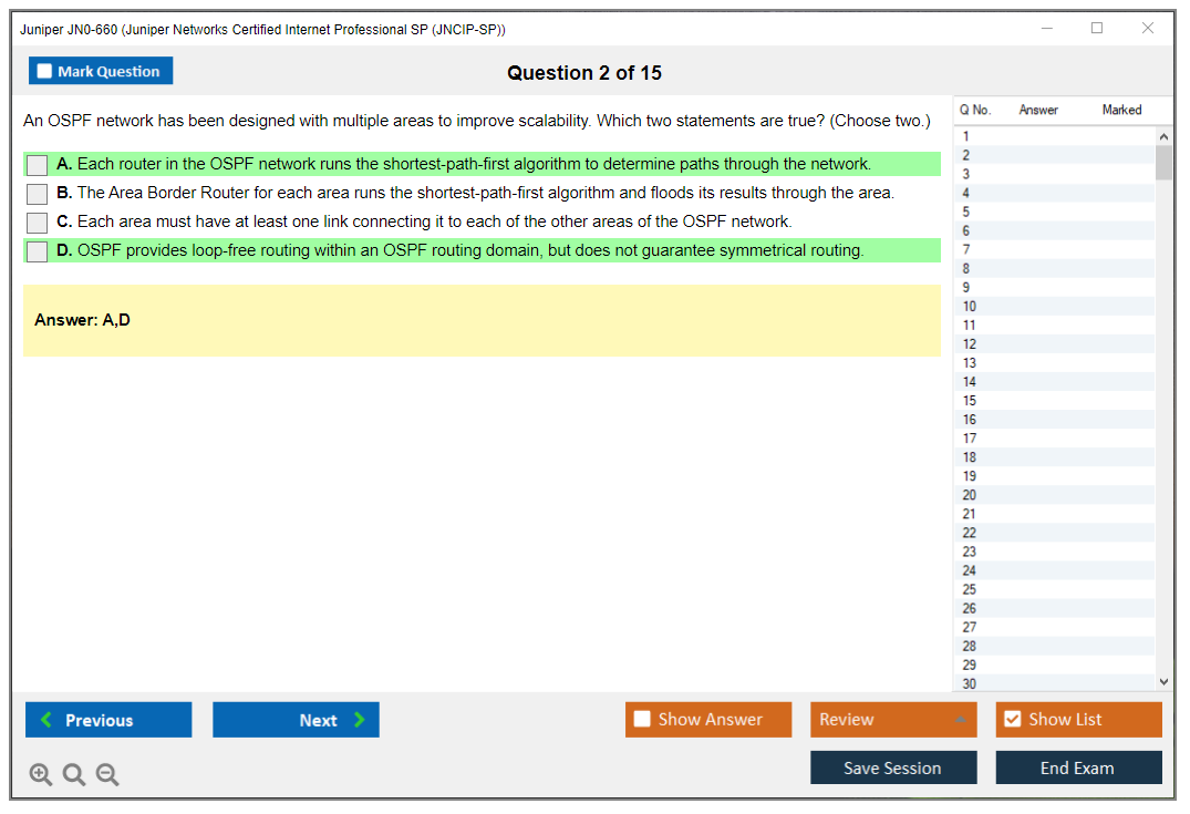 Juniper JN0-660 Juniper Networks Certified Internet Professional SP (JNCIP-SP) Practice test exam simulator test engine exam dumps questions answers Image 2