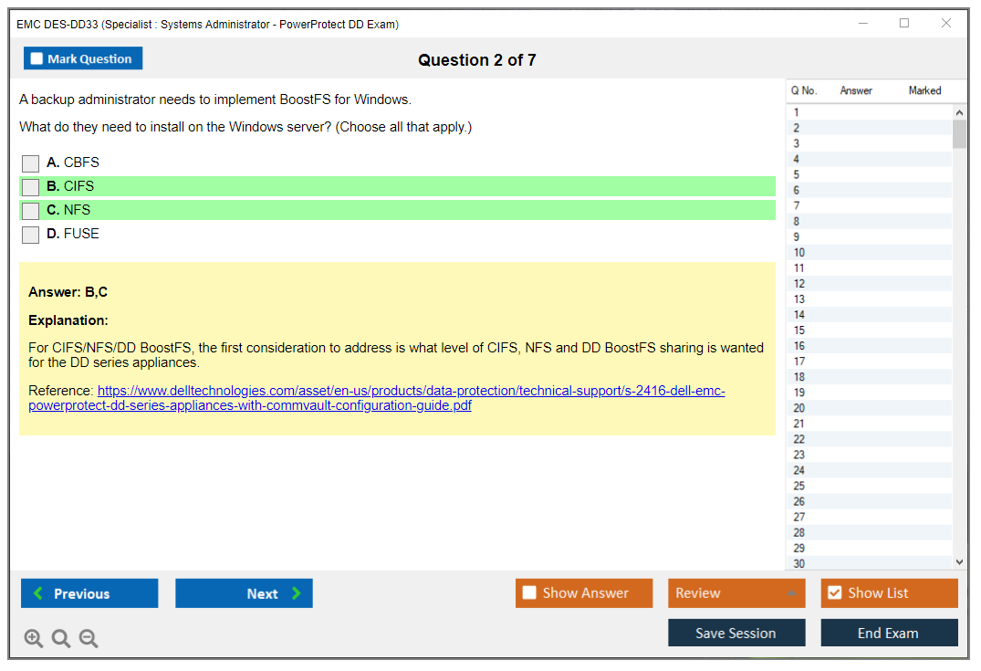 EMC DES-DD33 Specialist - Systems Administrator PowerProtect DD Exam Practice test exam simulator test engine exam dumps questions answers Image 2