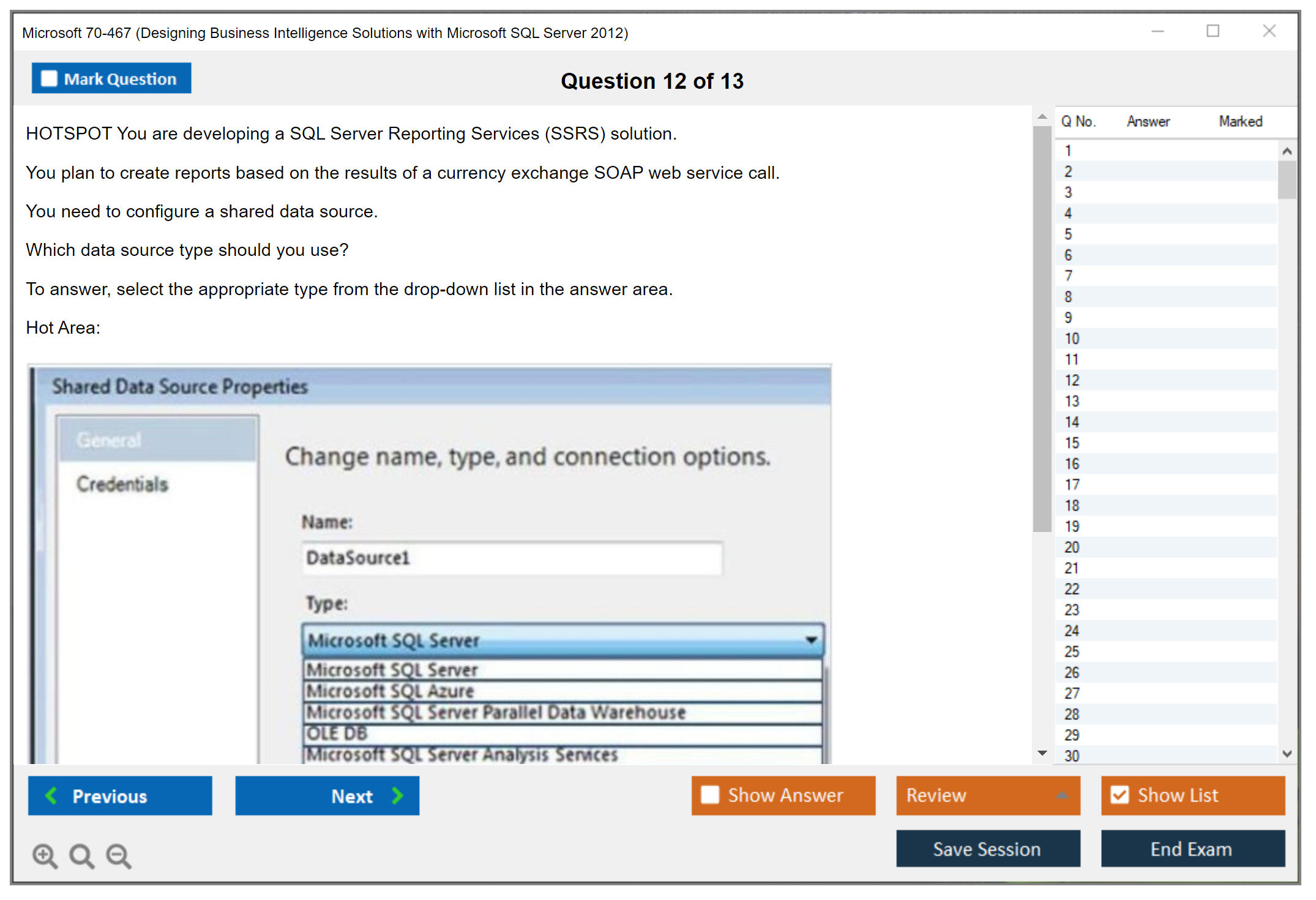 Microsoft 70-467 Designing Business Intelligence Solutions with Microsoft SQL Server 2012 Practice test exam simulator test engine exam Prep practice test questions answers Image 12