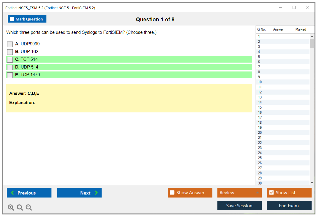 Fortinet NSE5_FSM-5.2 Fortinet NSE 5 - FortiSIEM 5.2 Practice test exam simulator test engine exam dumps questions answers Image 1