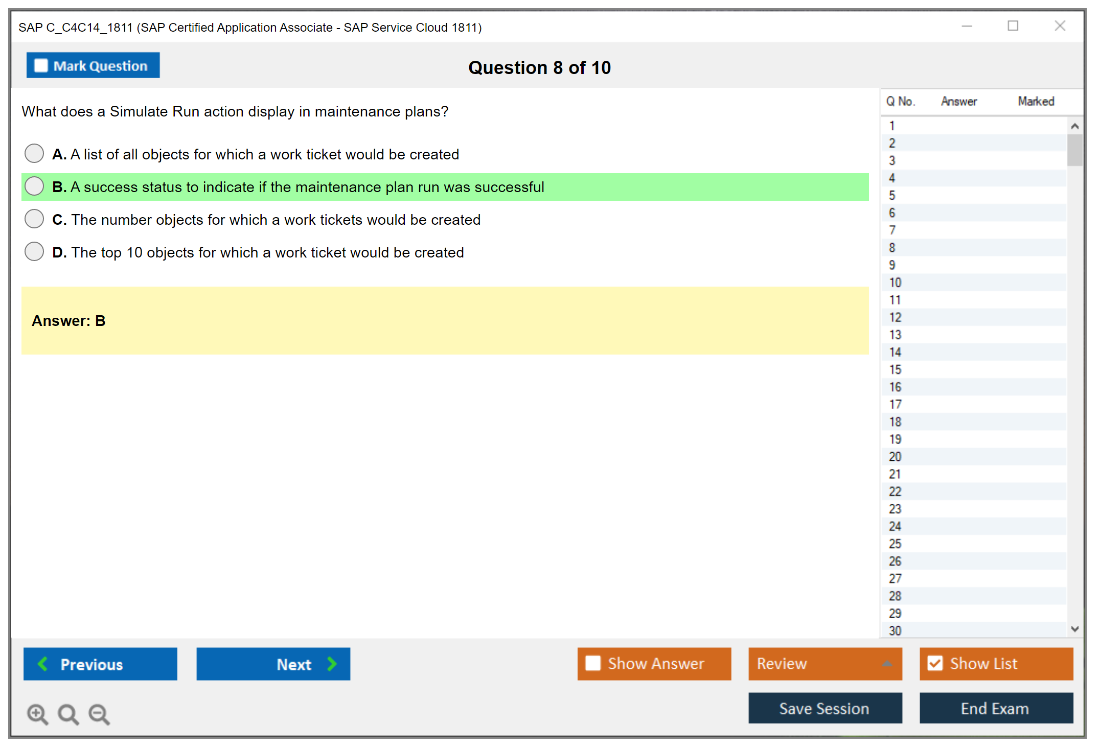 SAP C_C4C14_1811 SAP Certified Application Associate - SAP Service Cloud 1811 Practice test exam simulator test engine exam dumps questions answers Image 8