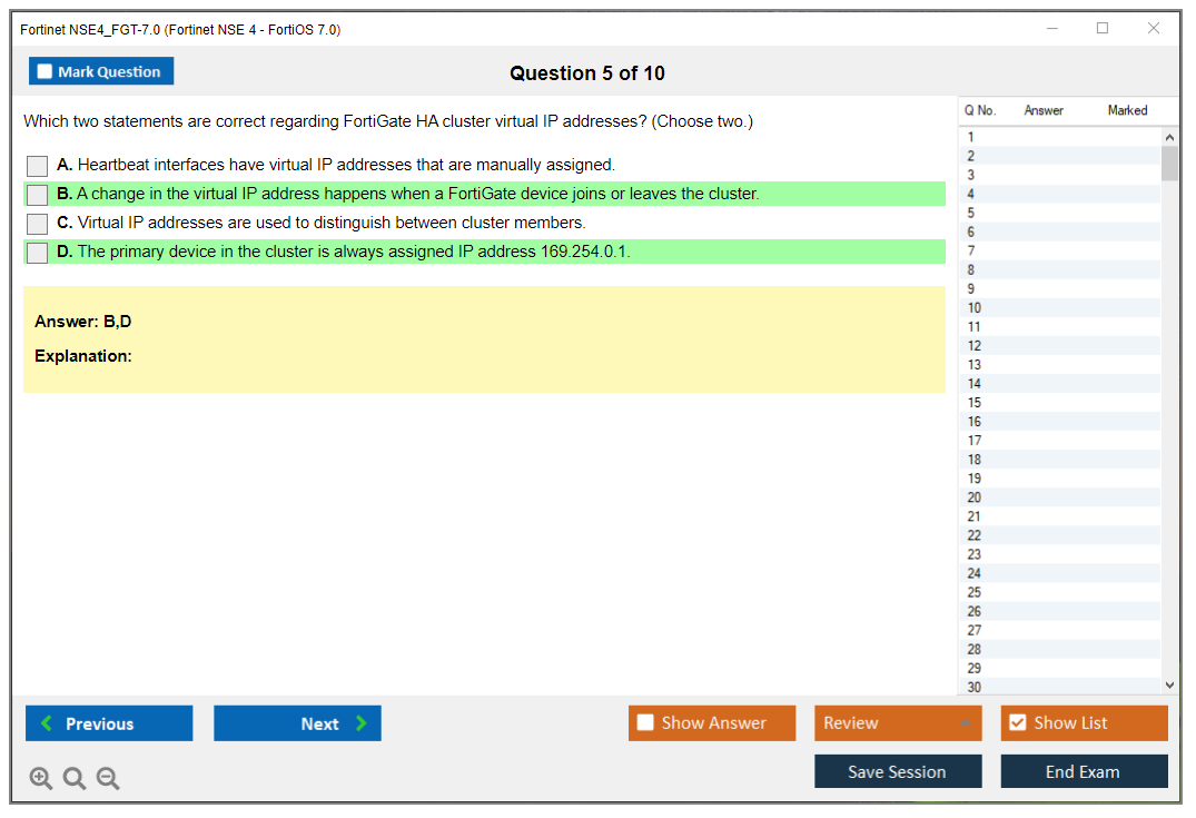 Fortinet NSE4_FGT-7.0 Fortinet NSE 4 - FortiOS 7.0 Practice test exam simulator test engine exam dumps questions answers Image 5