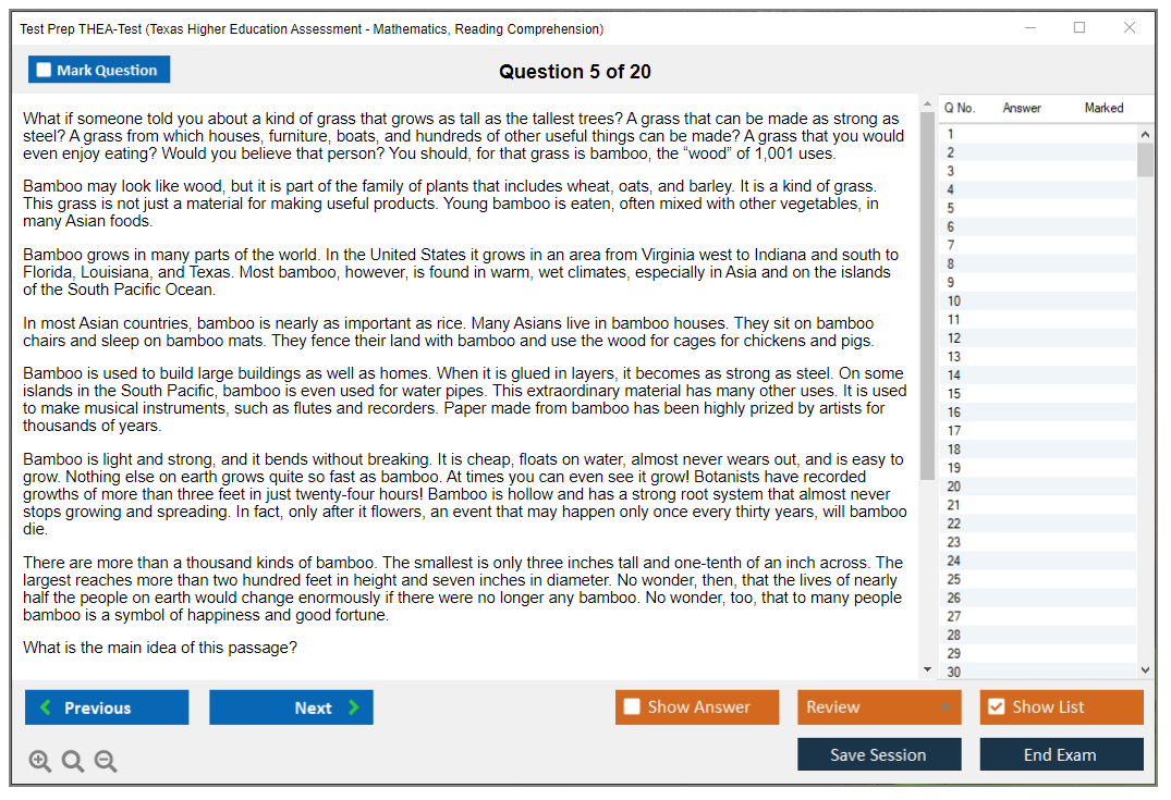 Test Prep THEA-Test Texas Higher Education Assessment - Mathematics, Reading Comprehension Practice test exam simulator test engine exam dumps questions answers Image 5