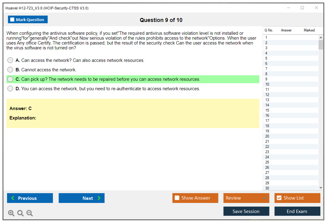 Huawei H12-723_V3.0 HCIP-Security-CTSS V3.0 Practice test exam simulator test engine exam dumps questions answers Image 9