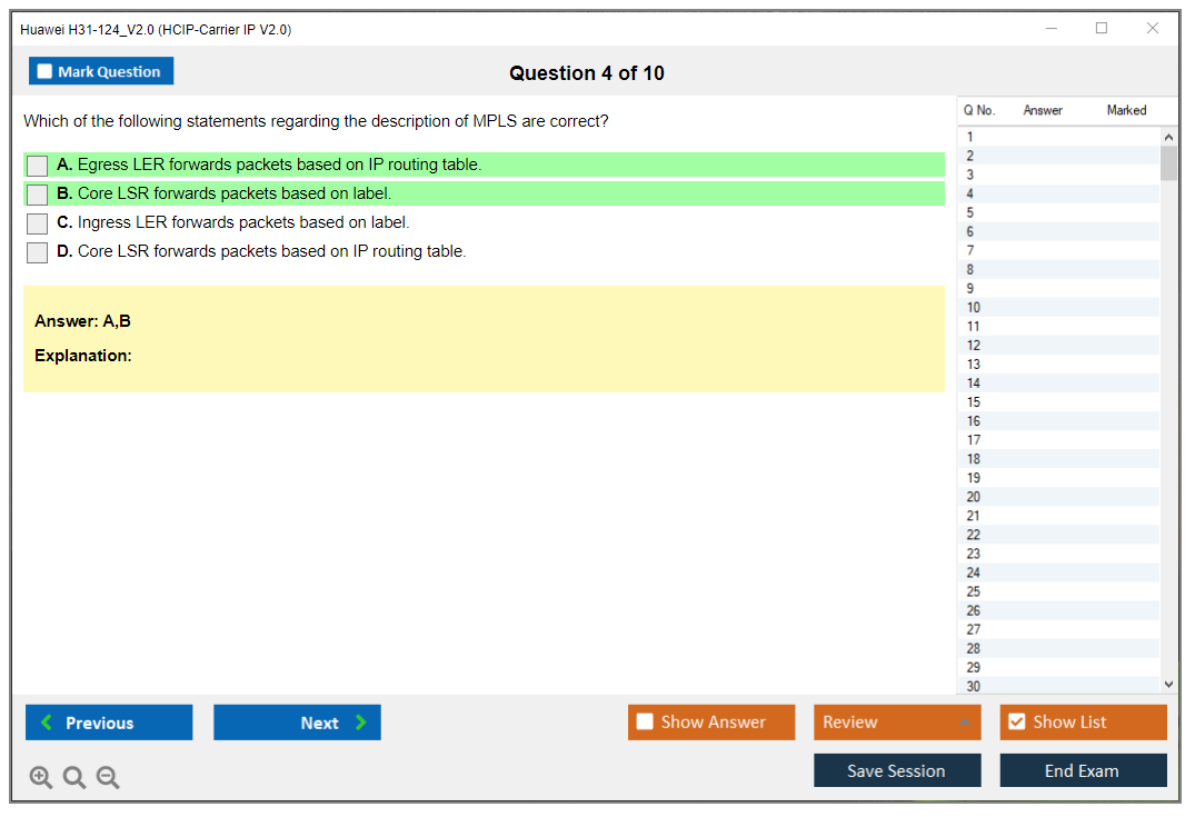 Huawei H31-124_V2.0 HCIP-Carrier IP V2.0 Practice test exam simulator test engine exam dumps questions answers Image 4