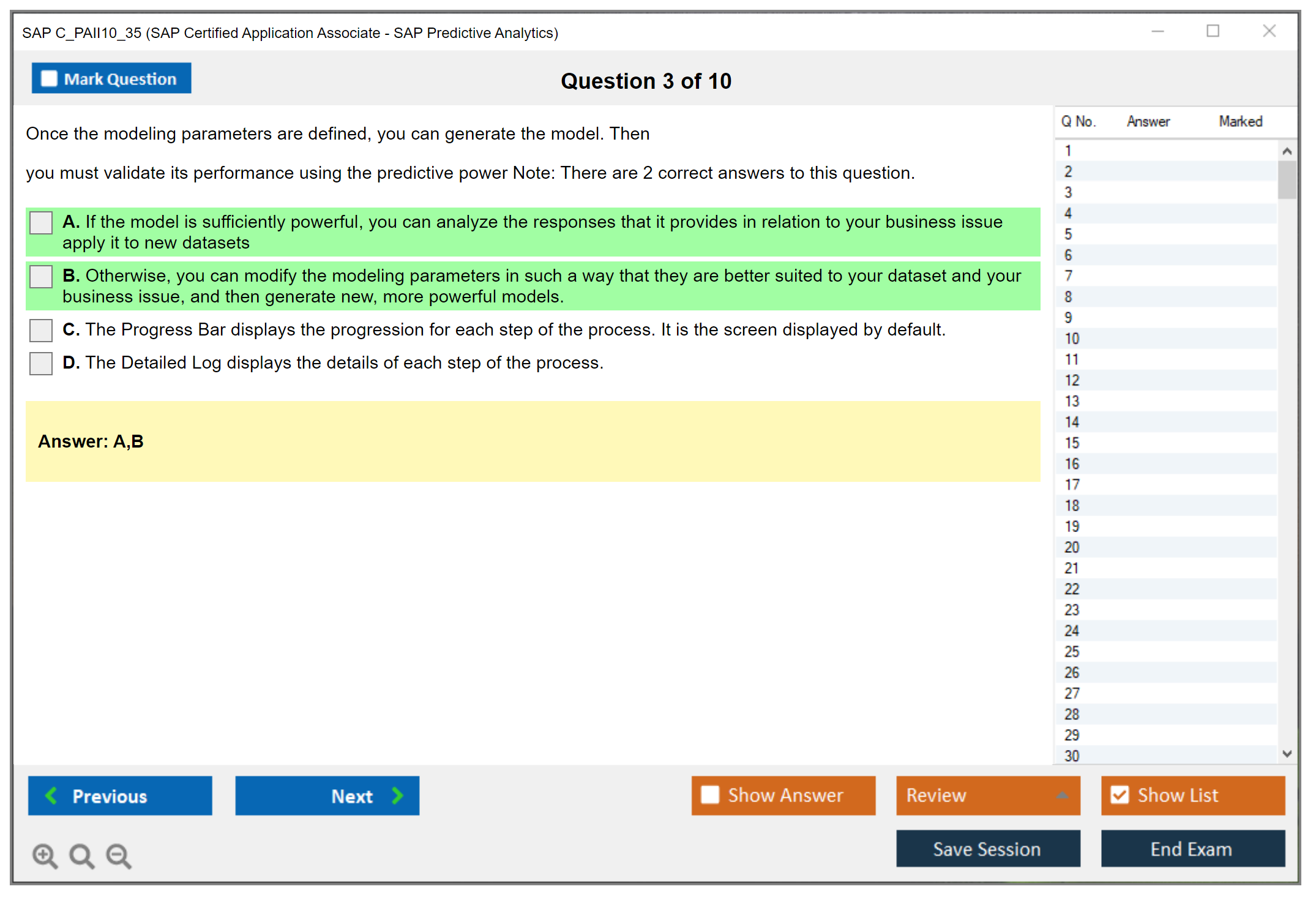 SAP C_PAII10_35 SAP Certified Application Associate - SAP Predictive Analytics Practice test exam simulator test engine exam Prep practice test questions answers Image 3