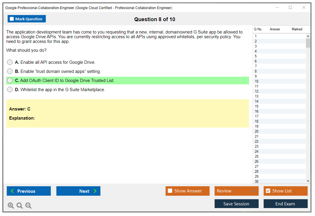 Google Professional-Collaboration-Engineer Google Cloud Certified - Professional Collaboration Engineer Practice test exam simulator test engine exam dumps questions answers Image 8