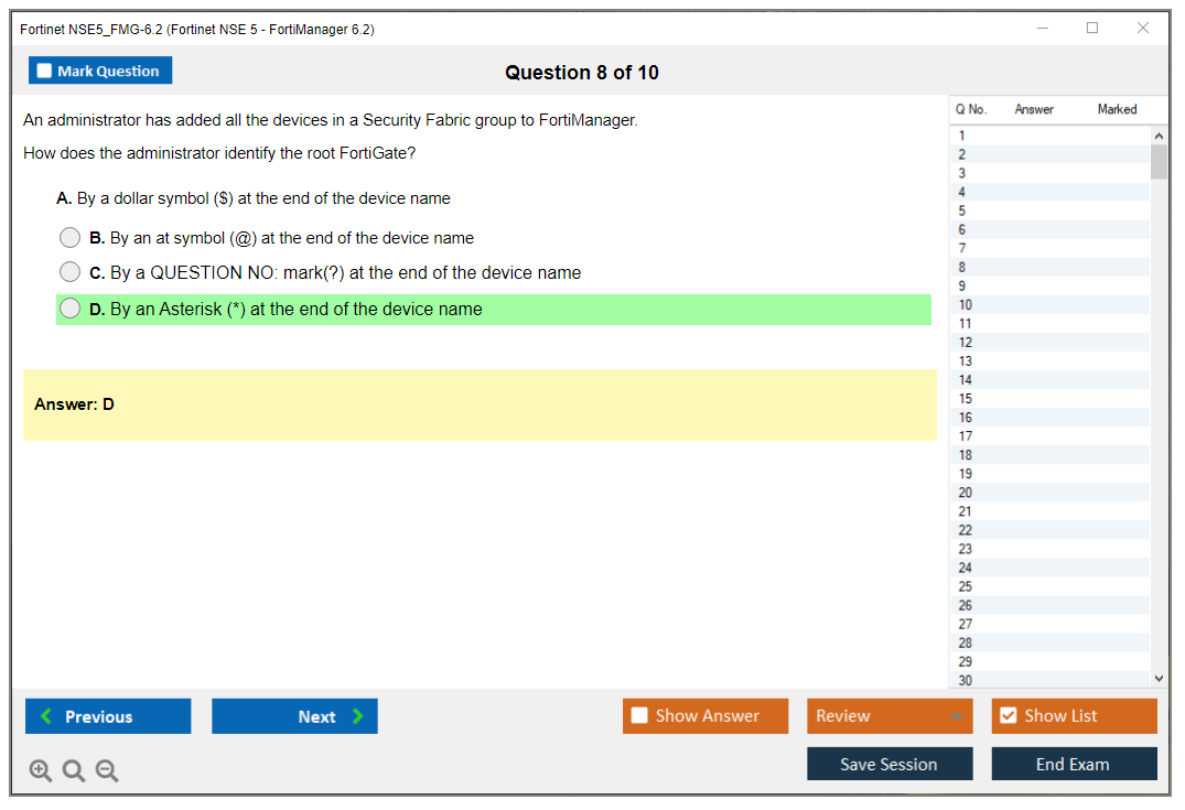 Fortinet NSE5_FMG-6.2 Fortinet NSE 5 - FortiManager 6.2 Practice test exam simulator test engine exam dumps questions answers Image 8