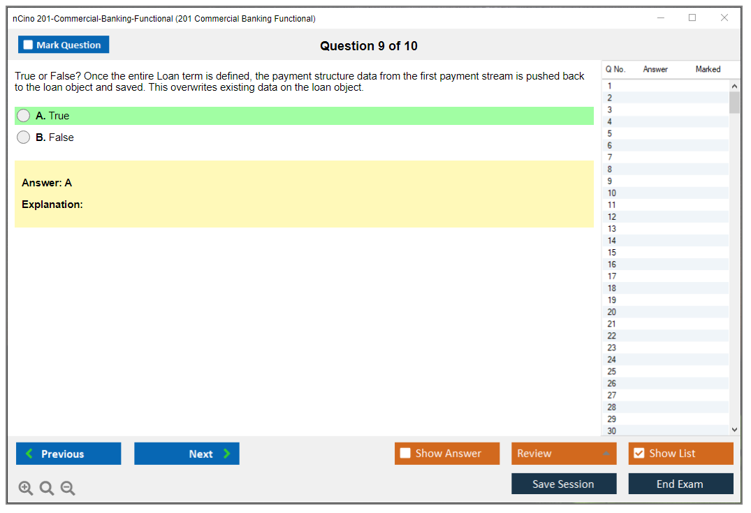 nCino 201-Commercial-Banking-Functional SalesforcenCino 201 Commercial Banking Functional Exam Practice test exam simulator test engine exam dumps questions answers Image 9