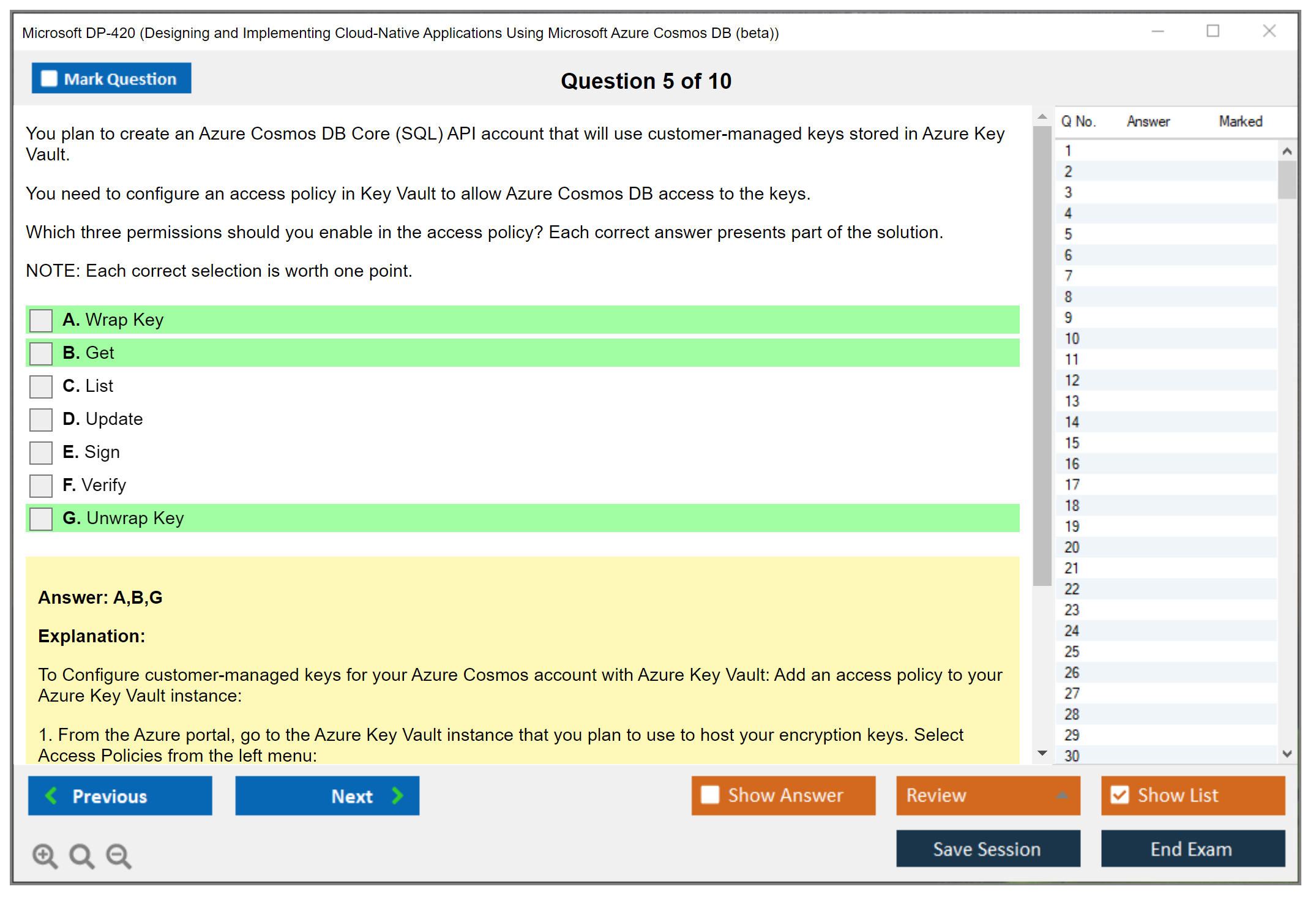 Microsoft DP-420 Designing and Implementing Cloud-Native Applications Using Microsoft Azure Cosmos DB Practice test exam simulator test engine exam dumps questions answers Image 5