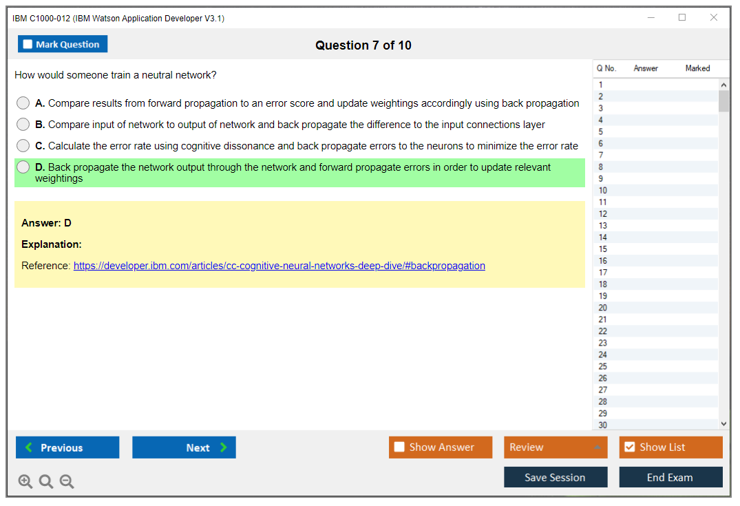 IBM C1000-012 IBM Watson Application Developer V3.1 Practice test exam simulator test engine exam dumps questions answers Image 7