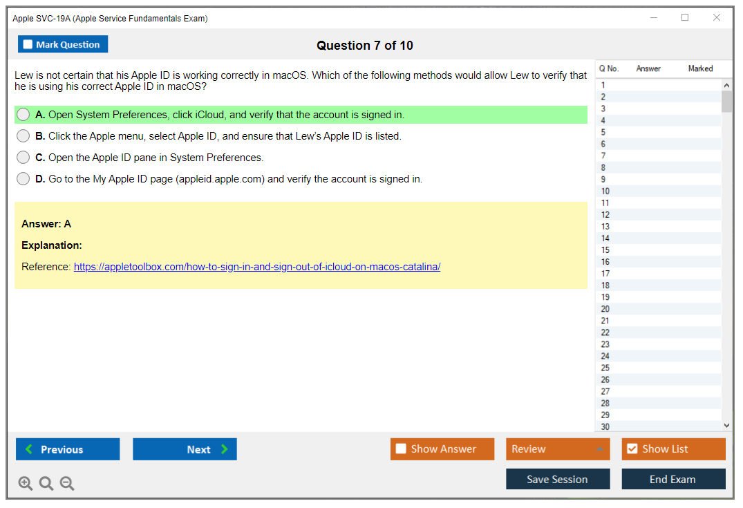 Apple SVC-19A Apple Service Fundamentals Exam Practice test exam simulator test engine exam dumps questions answers Image 7