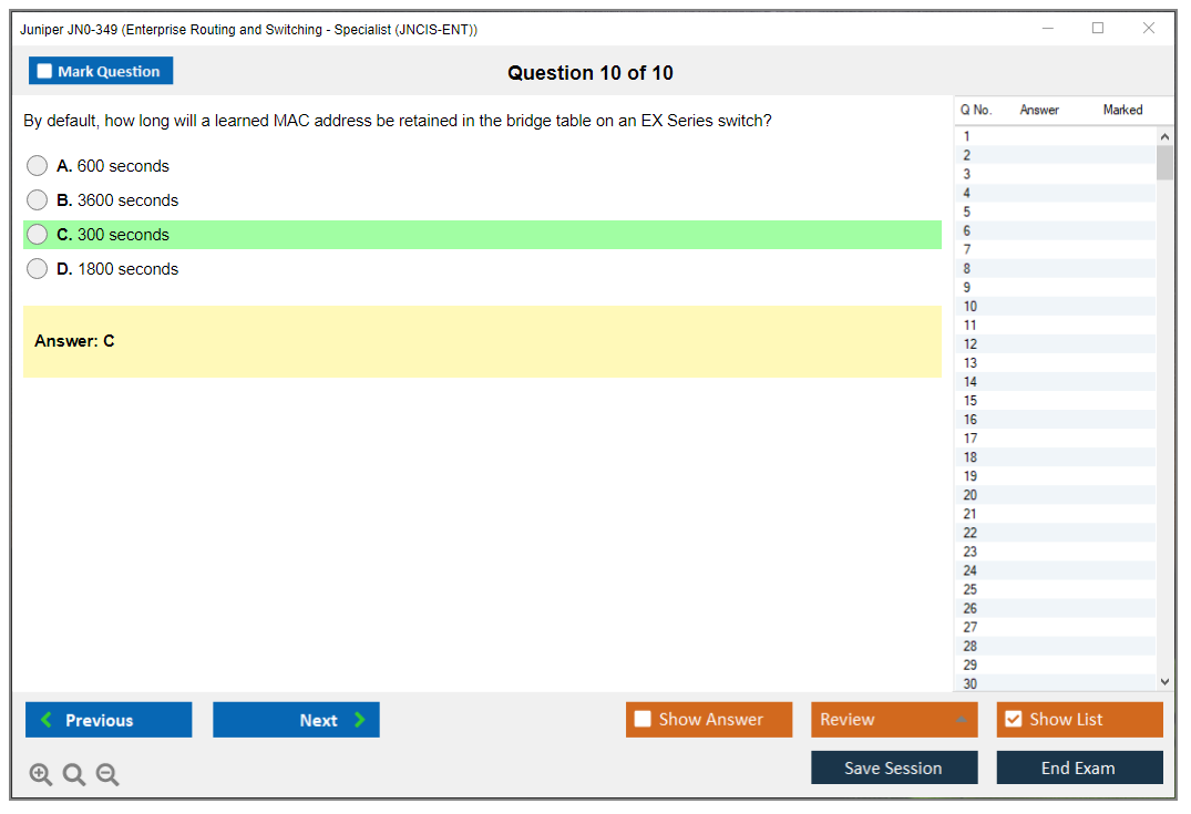 Juniper JN0-349 Enterprise Routing and Switching - Specialist (JNCIS-ENT) Practice test exam simulator test engine exam dumps questions answers Image 10
