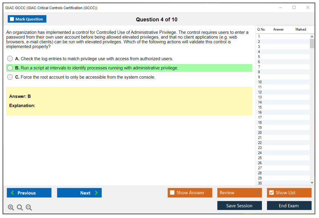 GIAC GCCC GIAC Critical Controls Certification (GCCC) Practice test exam simulator test engine exam dumps questions answers Image 4