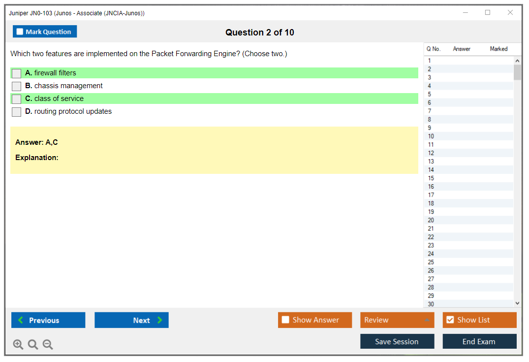 Juniper JN0-103 Junos - Associate (JNCIA-Junos) Practice test exam simulator test engine exam dumps questions answers Image 2