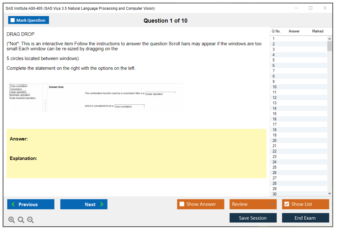 SAS Institute A00-405 SAS Viya 3.5 Natural Language Processing and Computer Vision Practice test exam simulator test engine exam dumps questions answers Image 1