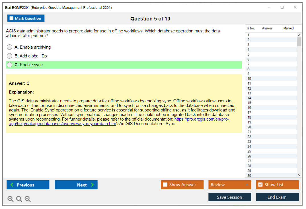 Esri EGMP2201 Enterprise Geodata Management Professional 2201 Practice test exam simulator test engine exam dumps questions answers Image 5
