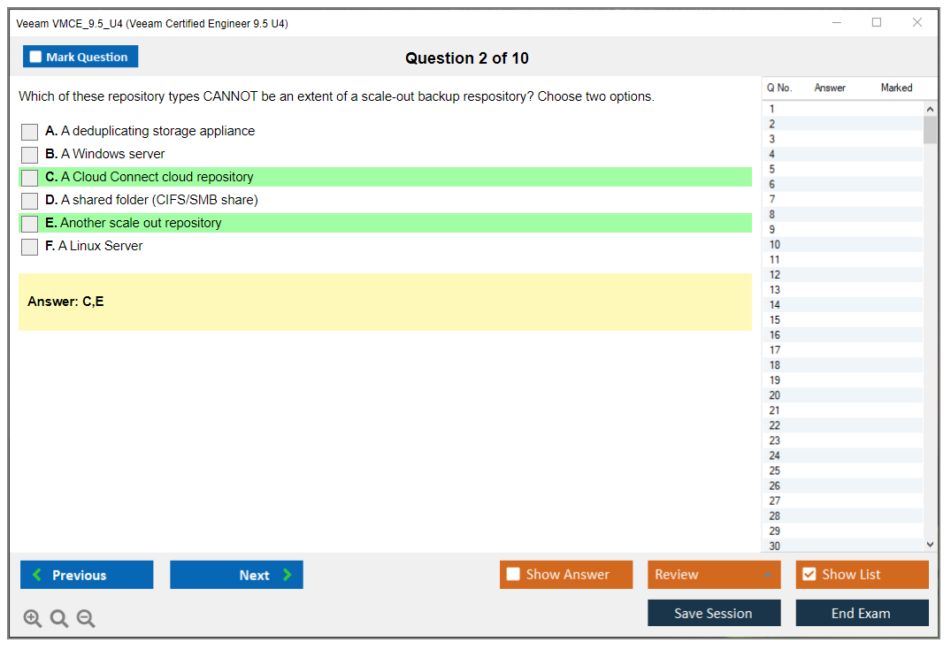 Veeam VMCE_9.5_U4 Veeam Certified Engineer 9.5 U4 Practice test exam simulator test engine exam dumps questions answers Image 2