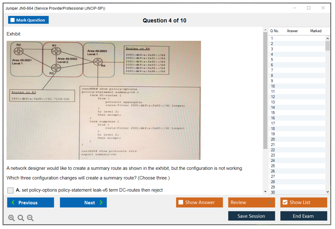 Juniper JN0-664 Service Provider Professional (JNCIP-SP) Practice test exam simulator test engine exam dumps questions answers Image 4