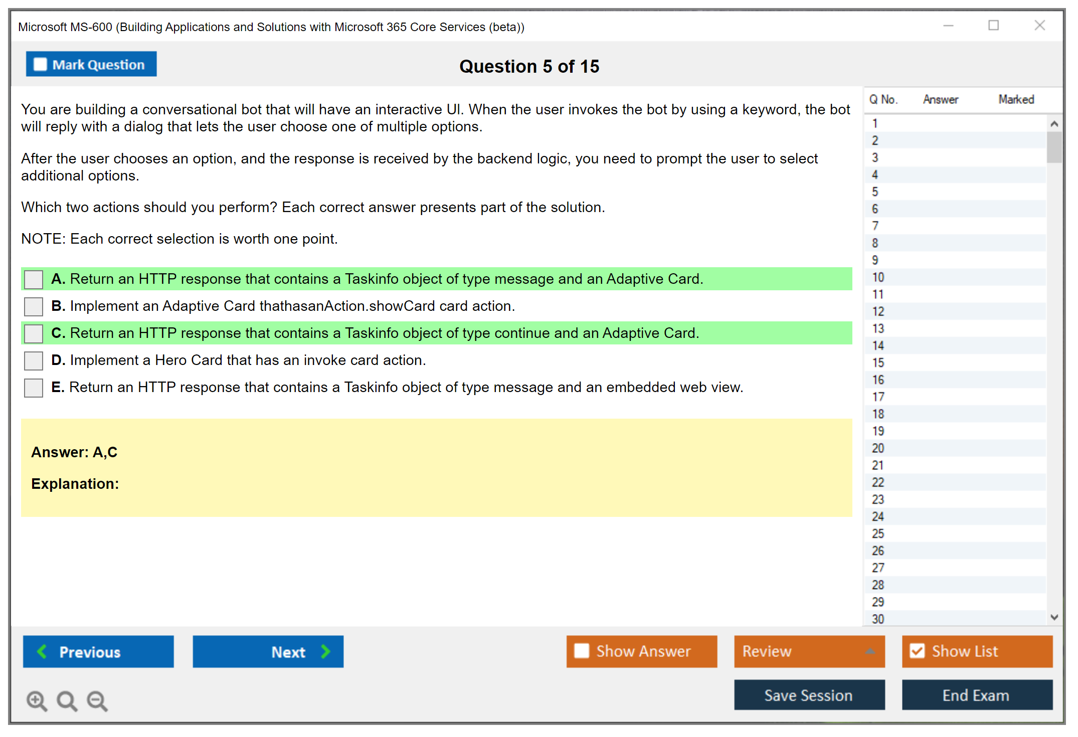 Microsoft MS-600 Building Applications and Solutions with Microsoft 365 Core Services Practice test exam simulator test engine exam dumps questions answers Image 5