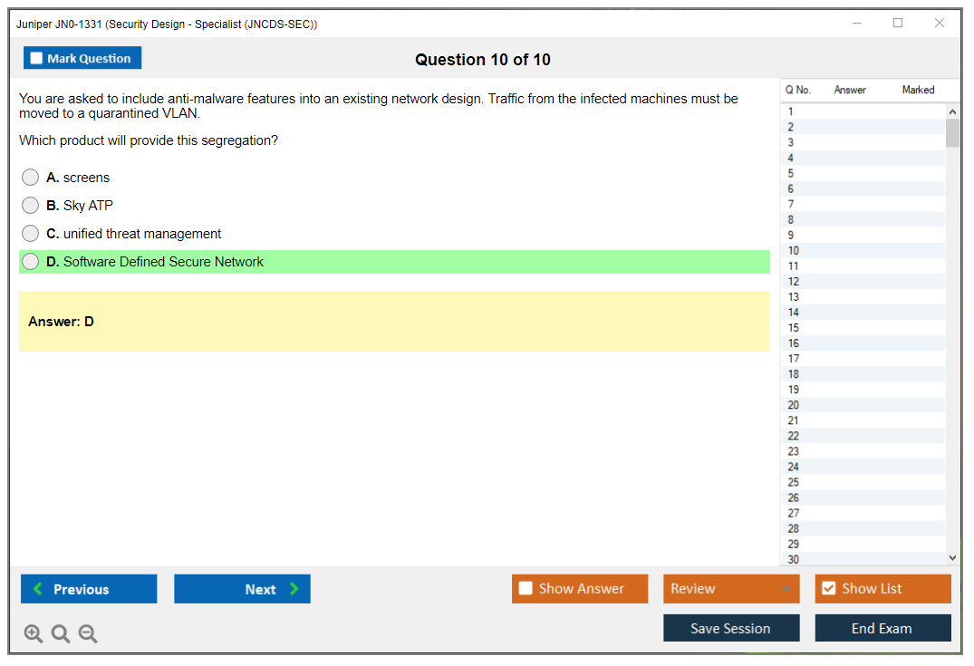 Juniper JN0-1331 Security Design - Specialist (JNCDS-SEC) Practice test exam simulator test engine exam dumps questions answers Image 10