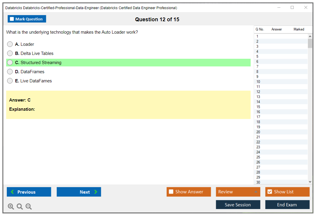 Databricks Databricks-Certified-Professional-Data-Engineer Databricks Certified Data Engineer Professional Exam Practice test exam simulator test engine exam dumps questions answers Image 12