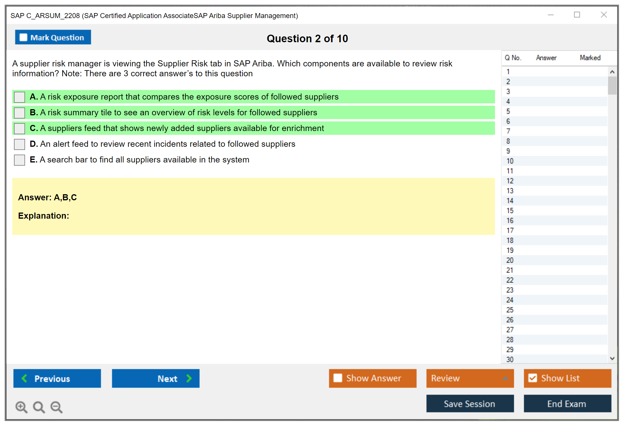 SAP C_ARSUM_2208 SAP Certified Application AssociateSAP Ariba Supplier Management Practice test exam simulator test engine exam dumps questions answers Image 2
