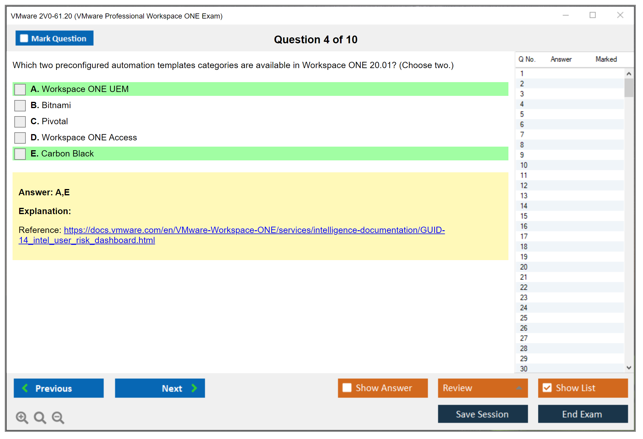 VMware 2V0-61.20 VMware Professional Workspace ONE Exam Practice test exam simulator test engine exam dumps questions answers Image 4