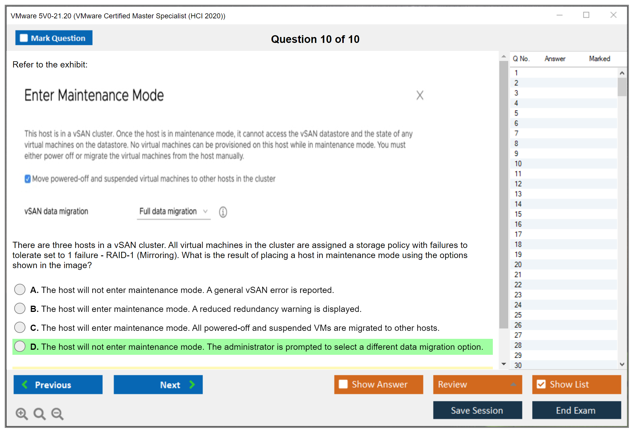 VMware 5V0-21.20 VMware Certified Master Specialist (HCI 2020) Practice test exam simulator test engine exam dumps questions answers Image 10