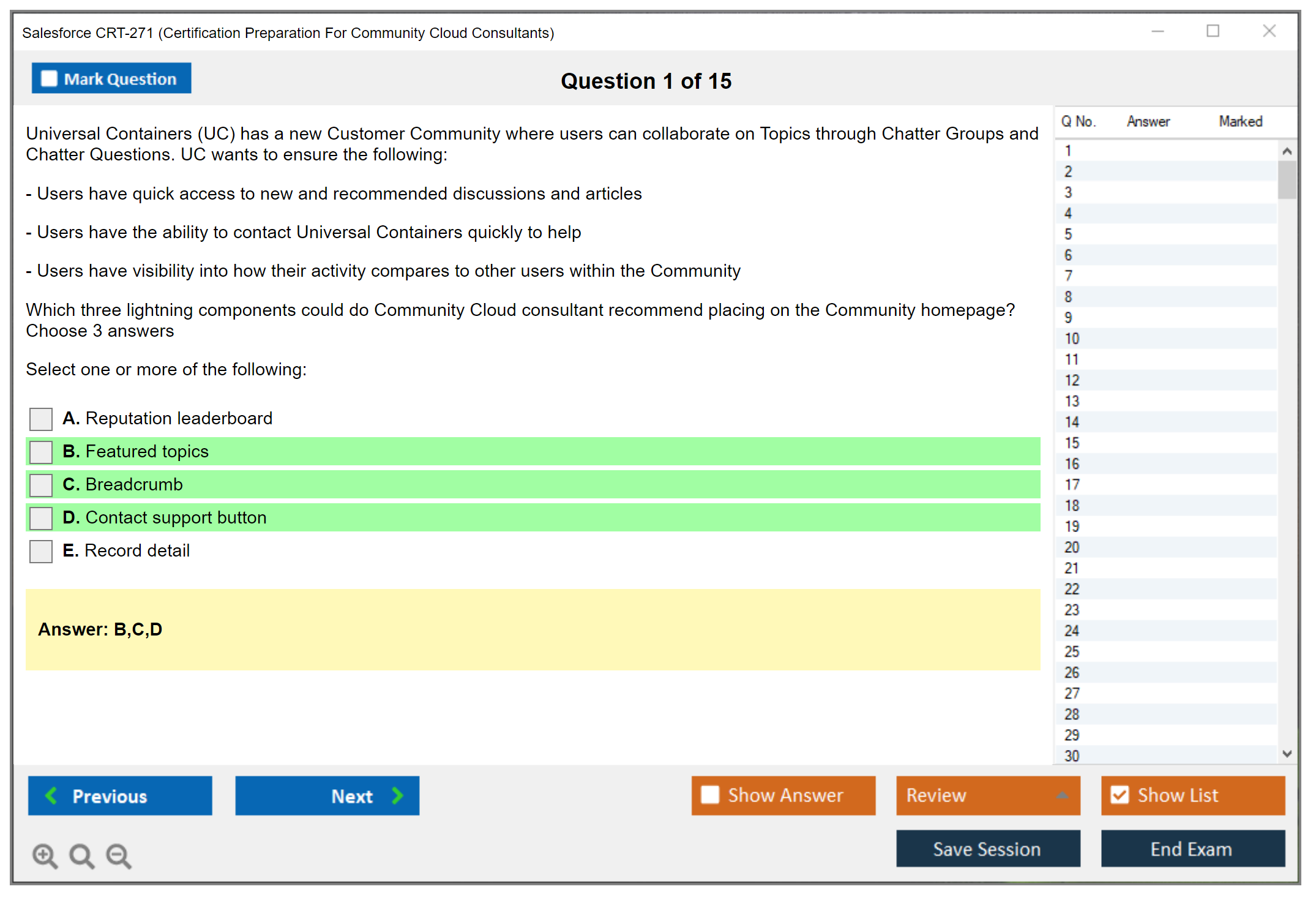 Salesforce CRT-271 Salesforce Certification Preparation For Community Cloud Consultants Practice test exam simulator test engine exam dumps questions answers Image 1