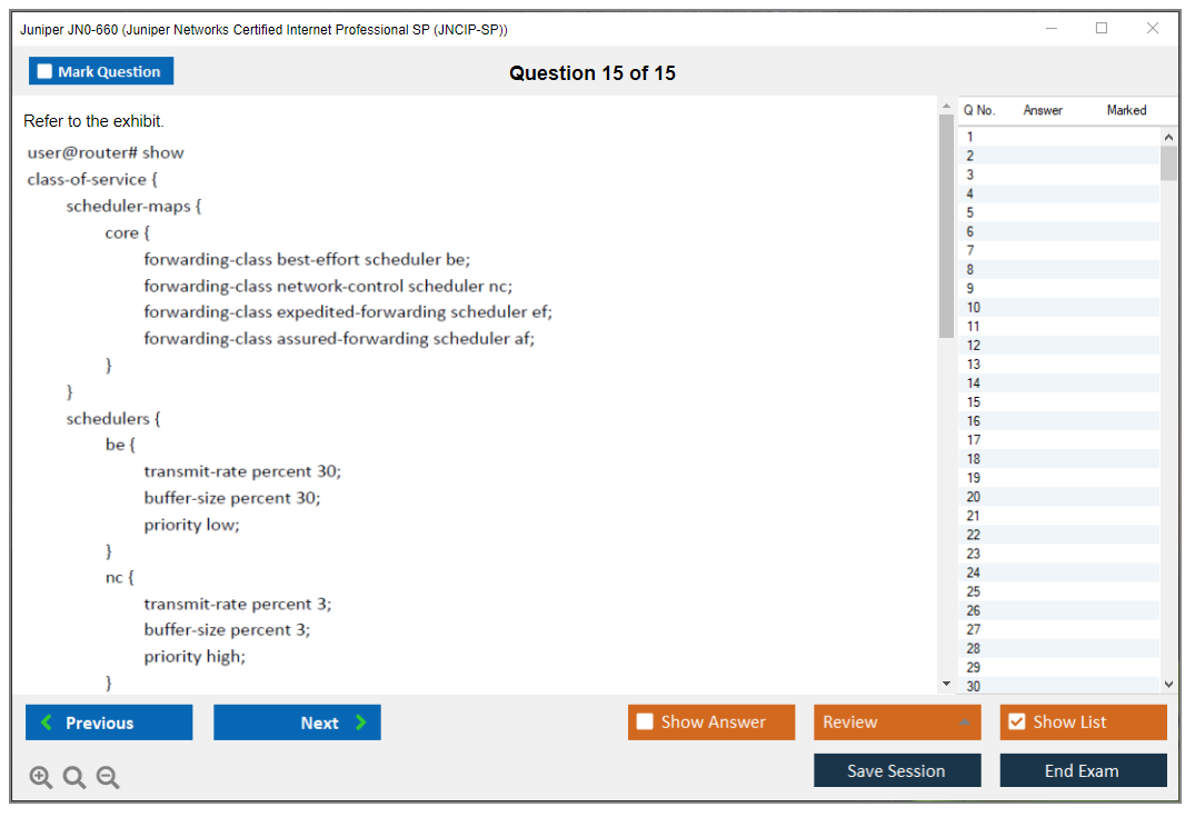 Juniper JN0-660 Juniper Networks Certified Internet Professional SP (JNCIP-SP) Practice test exam simulator test engine exam dumps questions answers Image 15
