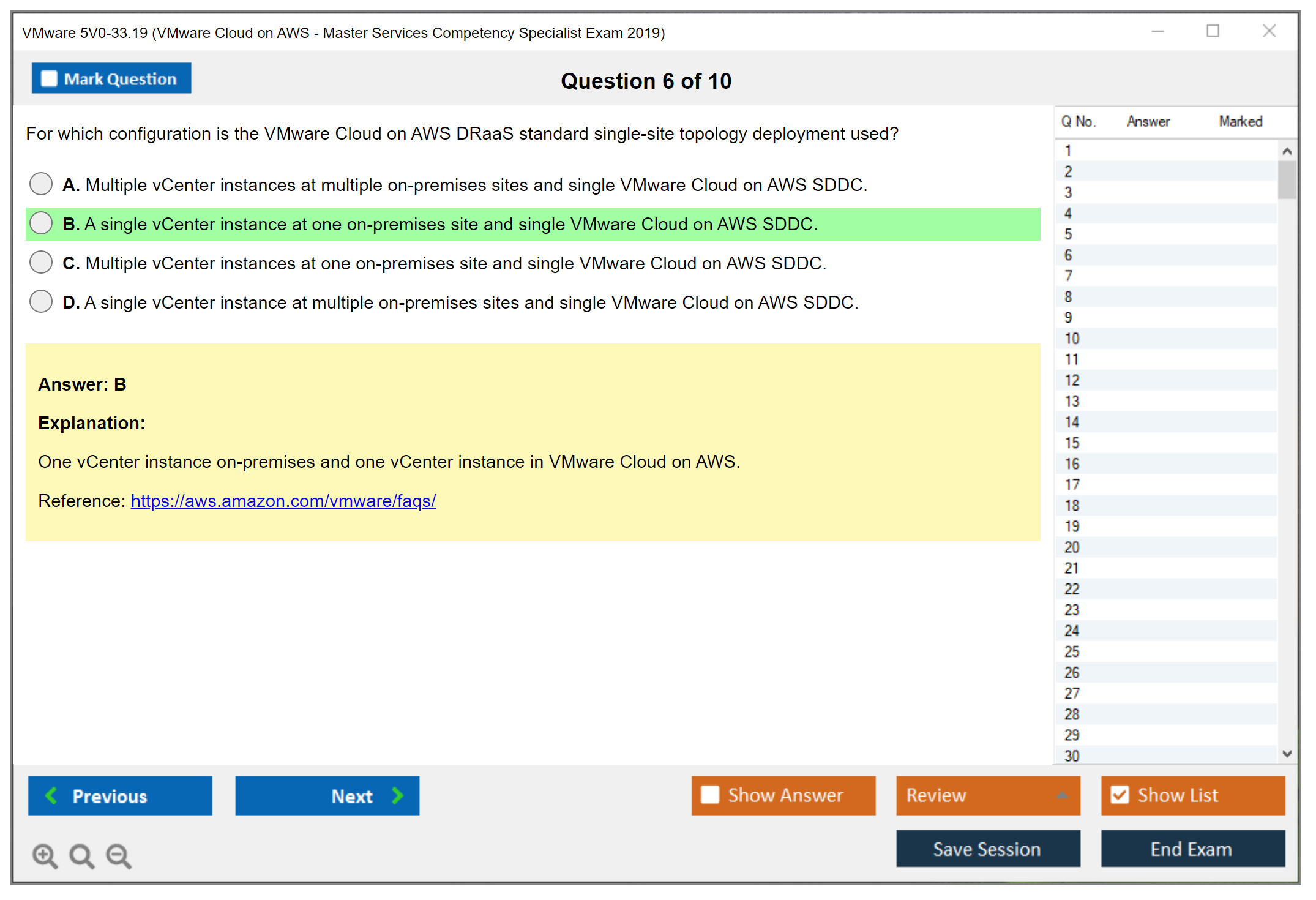 VMware 5V0-33.19 VMware Cloud on AWS - Master Services Competency Specialist Exam 2019 Practice test exam simulator test engine exam dumps questions answers Image 6