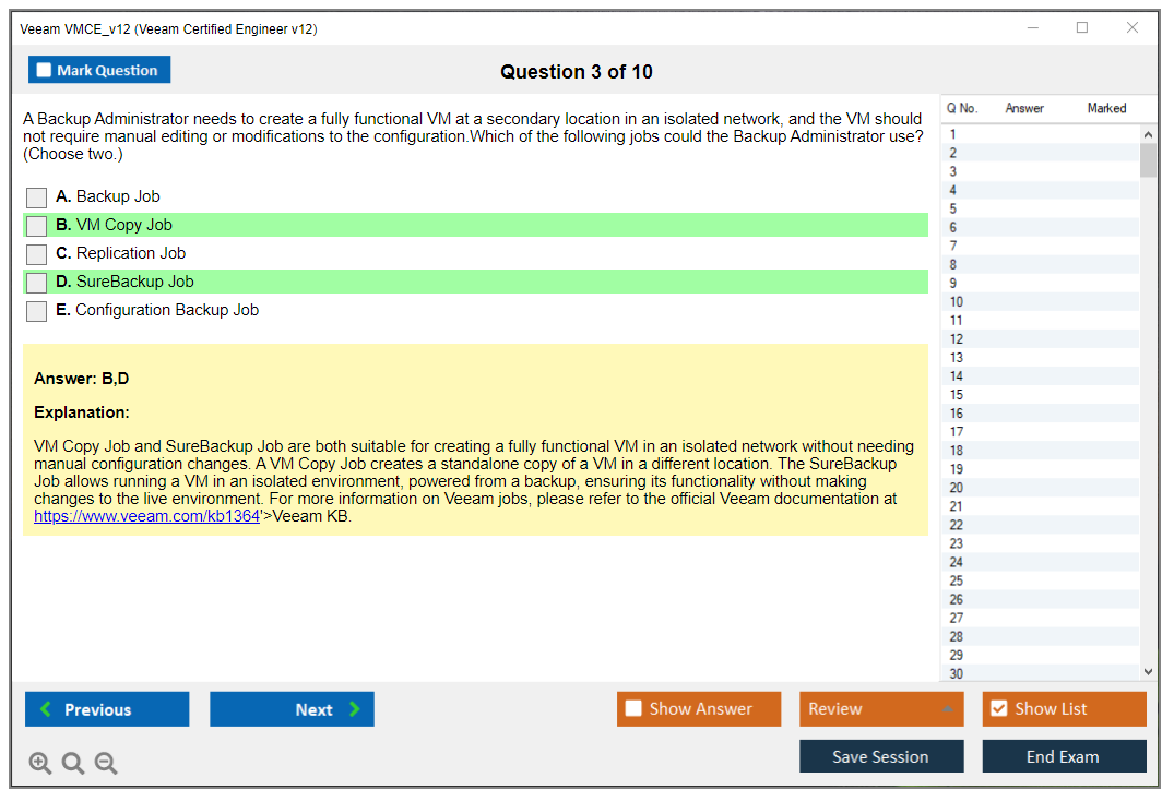 Veeam VMCE_v12 Veeam Certified Engineer v12 Practice test exam simulator test engine exam dumps questions answers Image 3