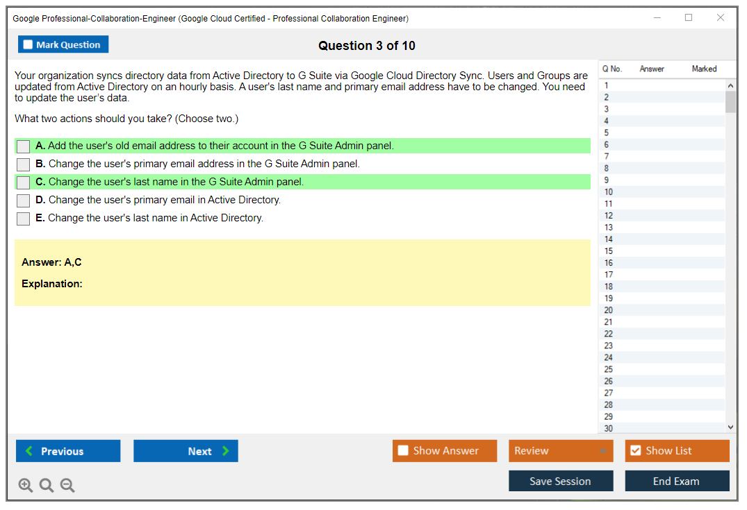 Google Professional-Collaboration-Engineer Google Cloud Certified - Professional Collaboration Engineer Practice test exam simulator test engine exam dumps questions answers Image 3