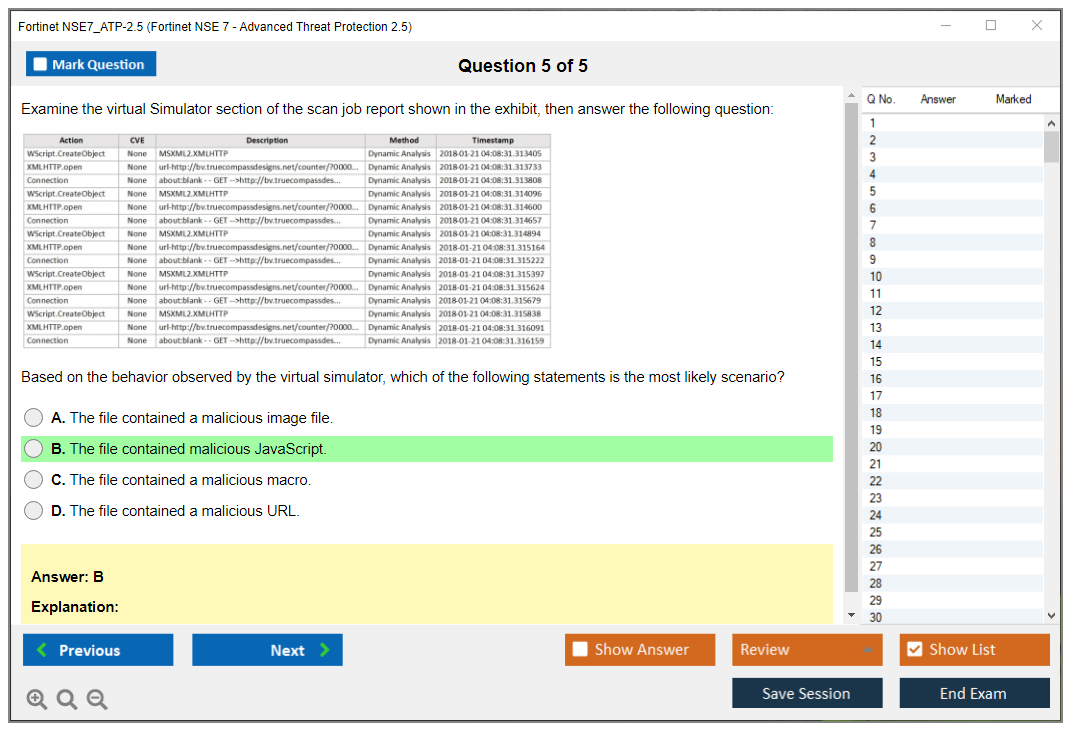 Fortinet NSE7_ATP-2.5 Fortinet NSE 7 - Advanced Threat Protection 2.5 Practice test exam simulator test engine exam dumps questions answers Image 5