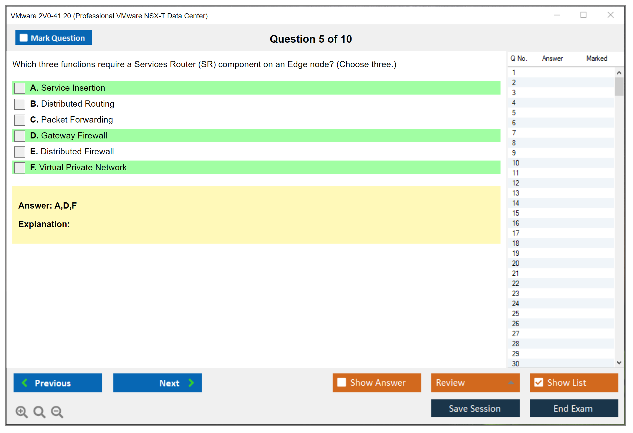 VMware 2V0-41.20 Professional VMware NSX-T Data Center Practice test exam simulator test engine exam dumps questions answers Image 5