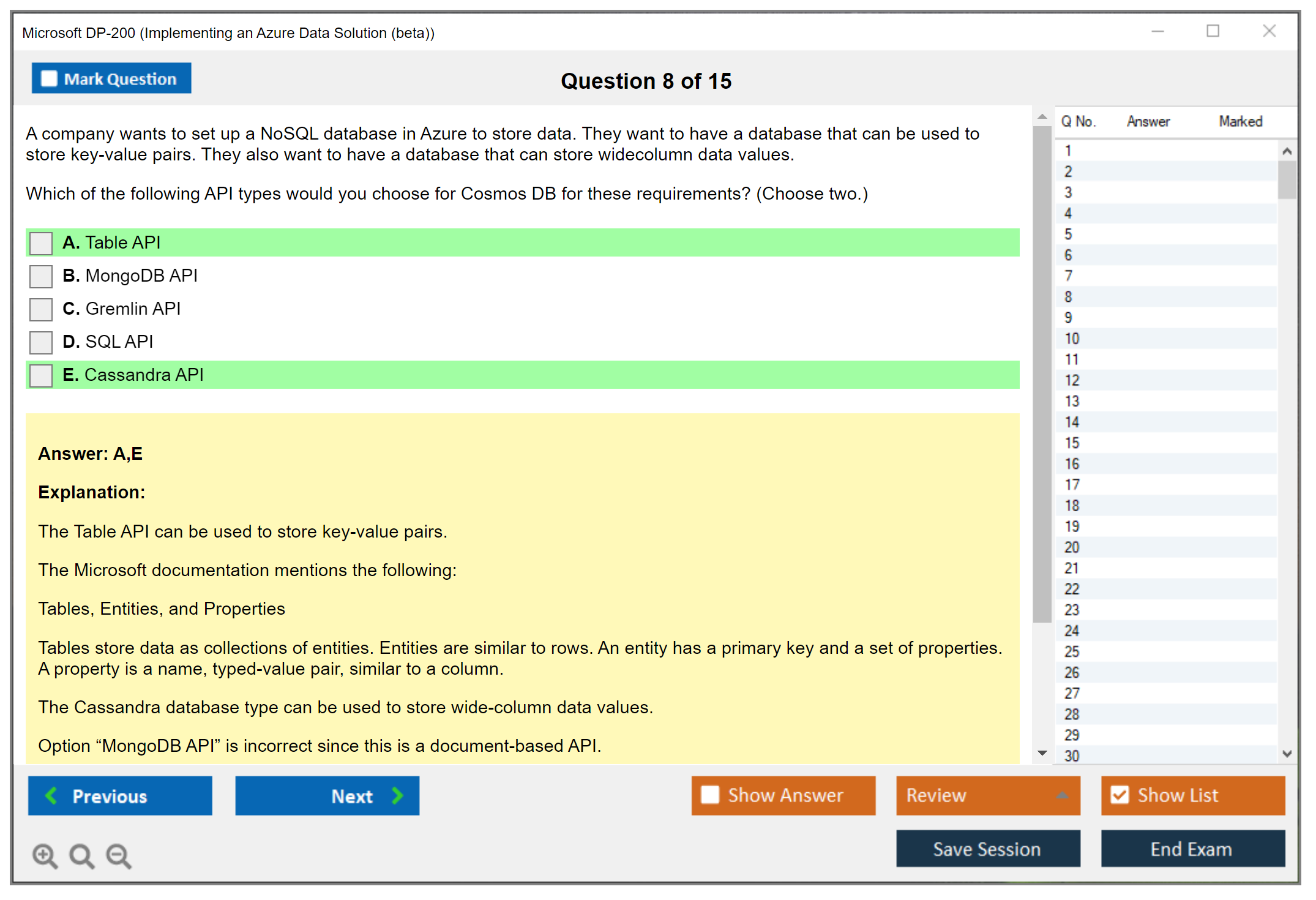 Microsoft DP-200 Implementing an Azure Data Solution  Practice test exam simulator test engine exam dumps questions answers Image 8