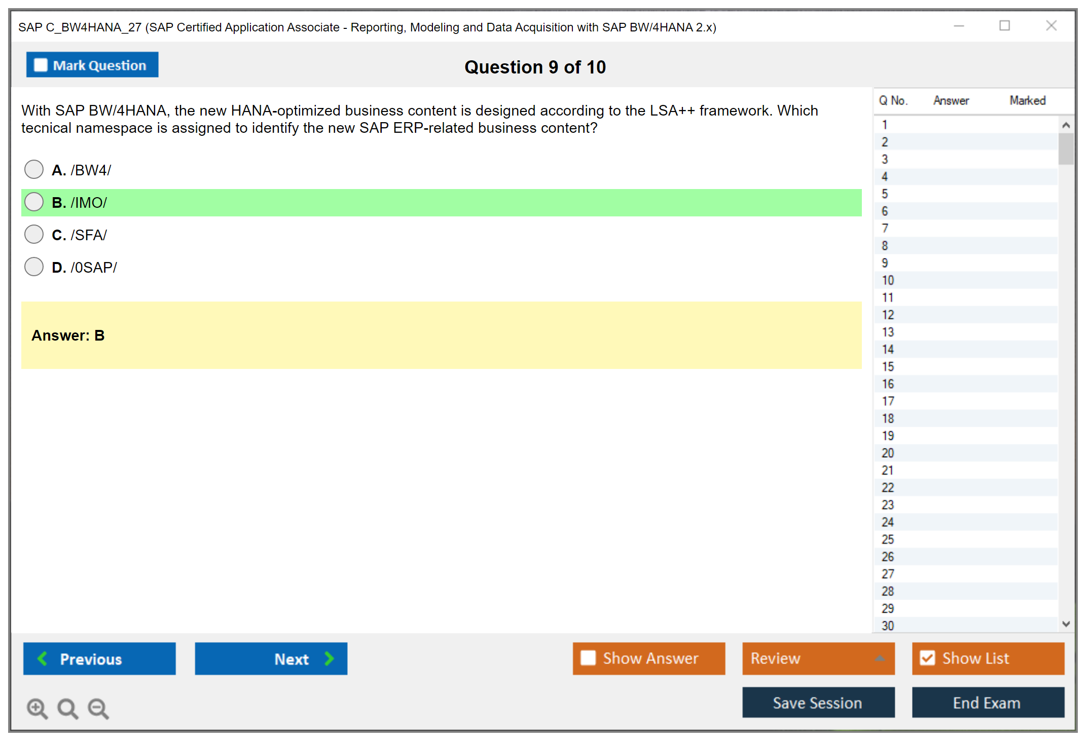 SAP C_BW4HANA_27 SAP Certified Associate - Reporting, Modeling and Data Acquisition with SAP BW/4HANA 2.x Practice test exam simulator test engine exam Prep practice test questions answers Image 9