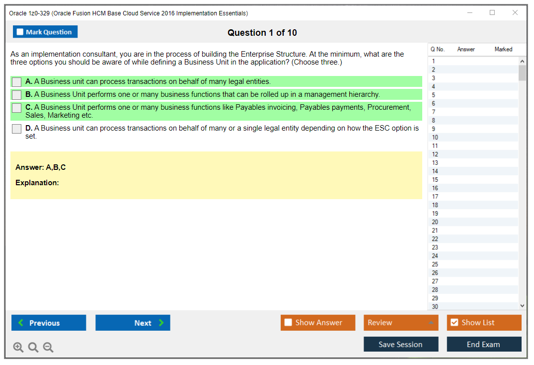 Oracle 1z0-329 Oracle Fusion HCM Base Cloud Service 2016 Implementation Essentials Practice test exam simulator test engine exam dumps questions answers Image 1