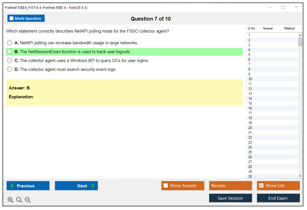 Fortinet NSE4_FGT-6.4 Fortinet NSE 4 - FortiOS 6.4 Practice test exam simulator test engine exam dumps questions answers Image 7