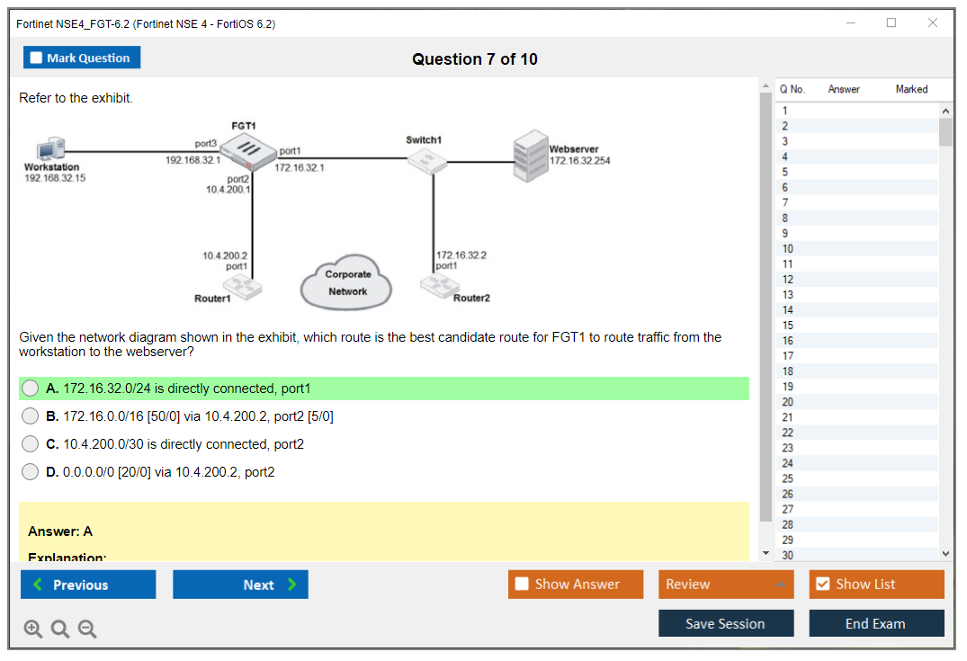 Fortinet NSE4_FGT-6.2 Fortinet NSE 4 - FortiOS 6.2 Practice test exam simulator test engine exam dumps questions answers Image 7