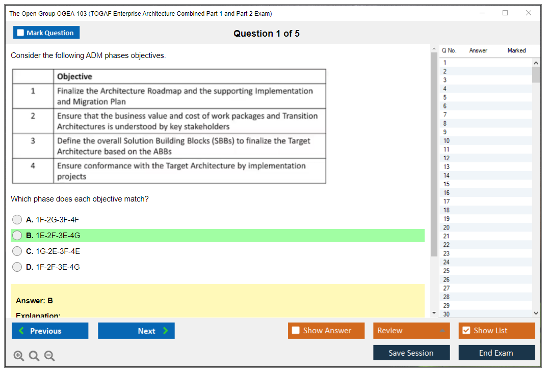 The Open Group OGEA-103 TOGAF Enterprise Architecture Combined Part 1 and Part 2 Exam Practice test exam simulator test engine exam dumps questions answers Image 1