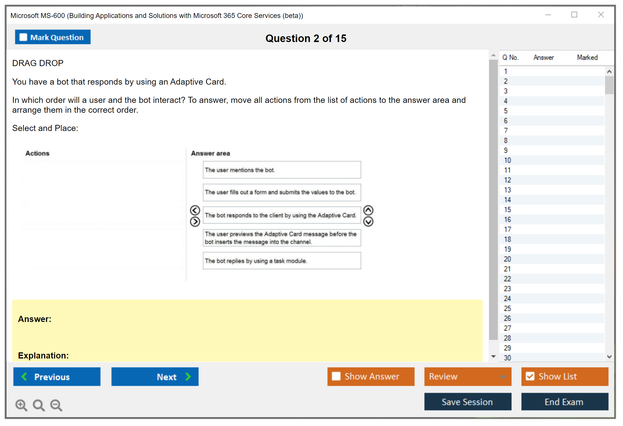 Microsoft MS-600 Building Applications and Solutions with Microsoft 365 Core Services Practice test exam simulator test engine exam dumps questions answers Image 2