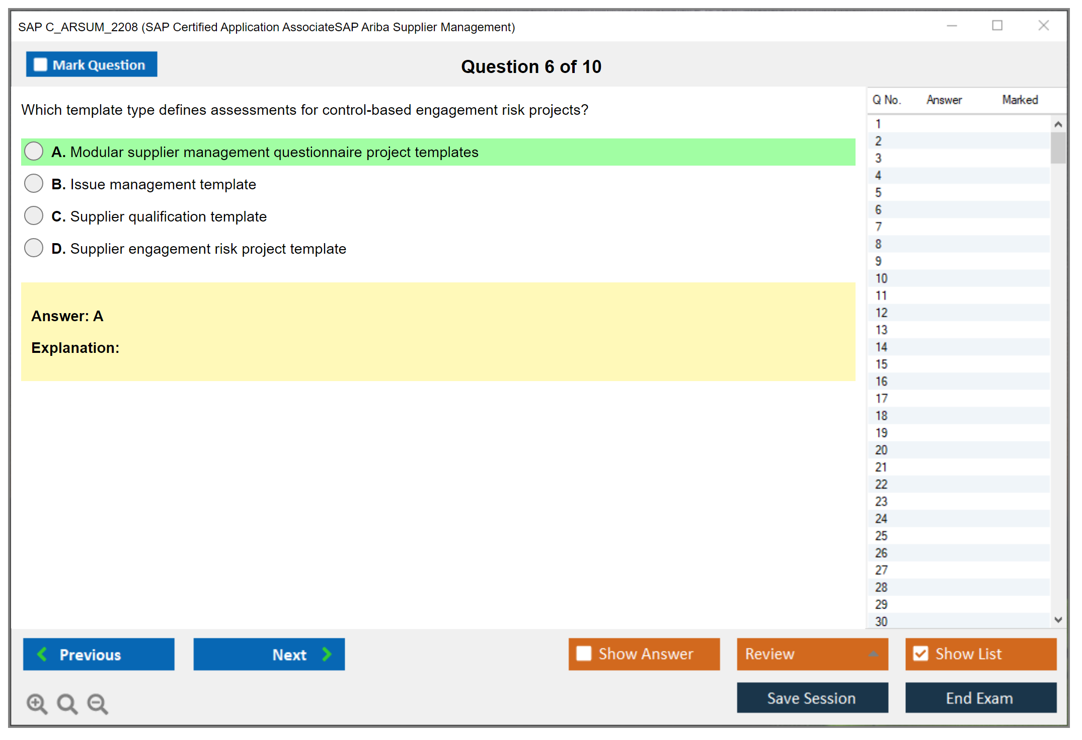 SAP C_ARSUM_2208 SAP Certified Application AssociateSAP Ariba Supplier Management Practice test exam simulator test engine exam dumps questions answers Image 6