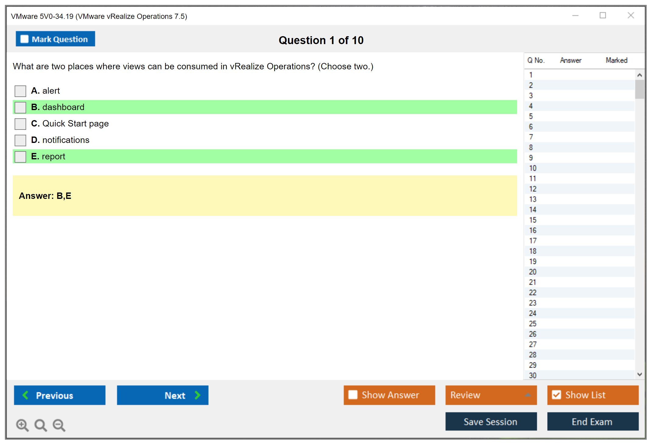 VMware 5V0-34.19 VMware vRealize Operations 7.5 Practice test exam simulator test engine exam dumps questions answers Image 1