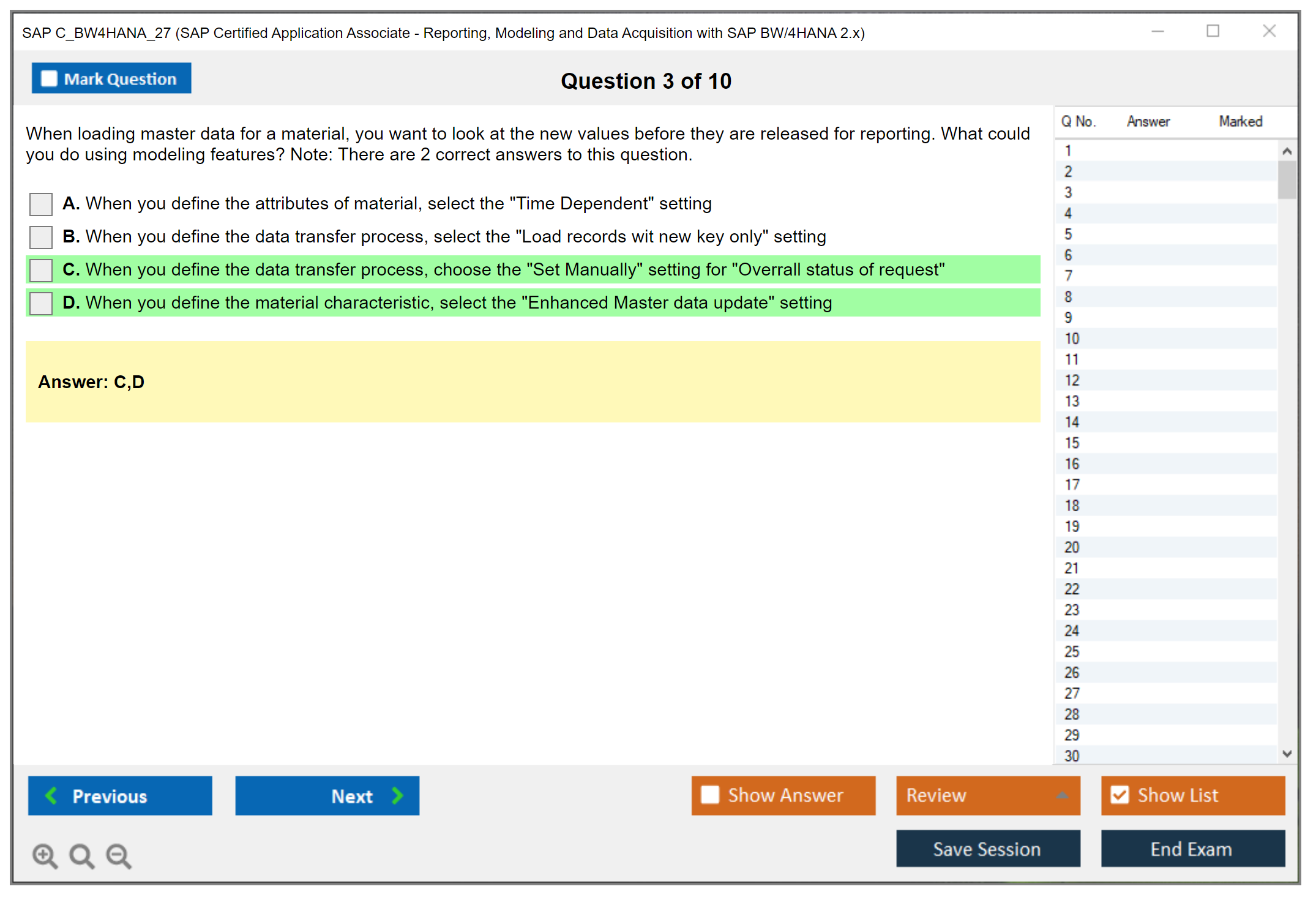 SAP C_BW4HANA_27 SAP Certified Associate - Reporting, Modeling and Data Acquisition with SAP BW/4HANA 2.x Practice test exam simulator test engine exam Prep practice test questions answers Image 3