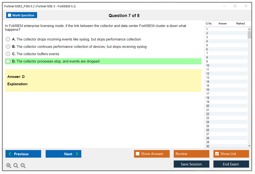 Fortinet NSE5_FSM-5.2 Fortinet NSE 5 - FortiSIEM 5.2 Practice test exam simulator test engine exam dumps questions answers Image 7