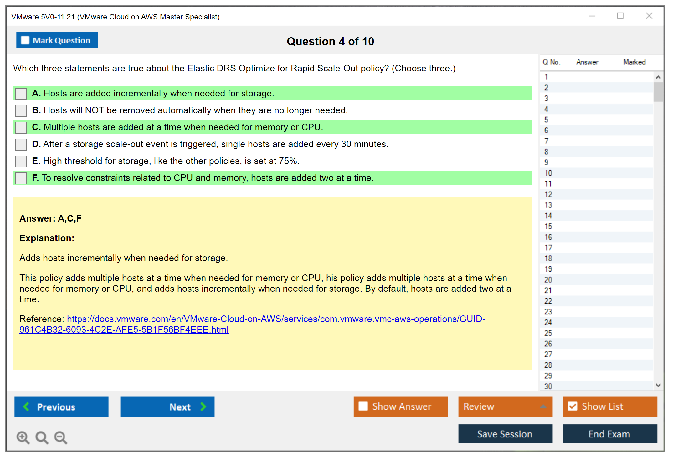 VMware 5V0-11.21 VMware Cloud on AWS Master Specialist Practice test exam simulator test engine exam dumps questions answers Image 4