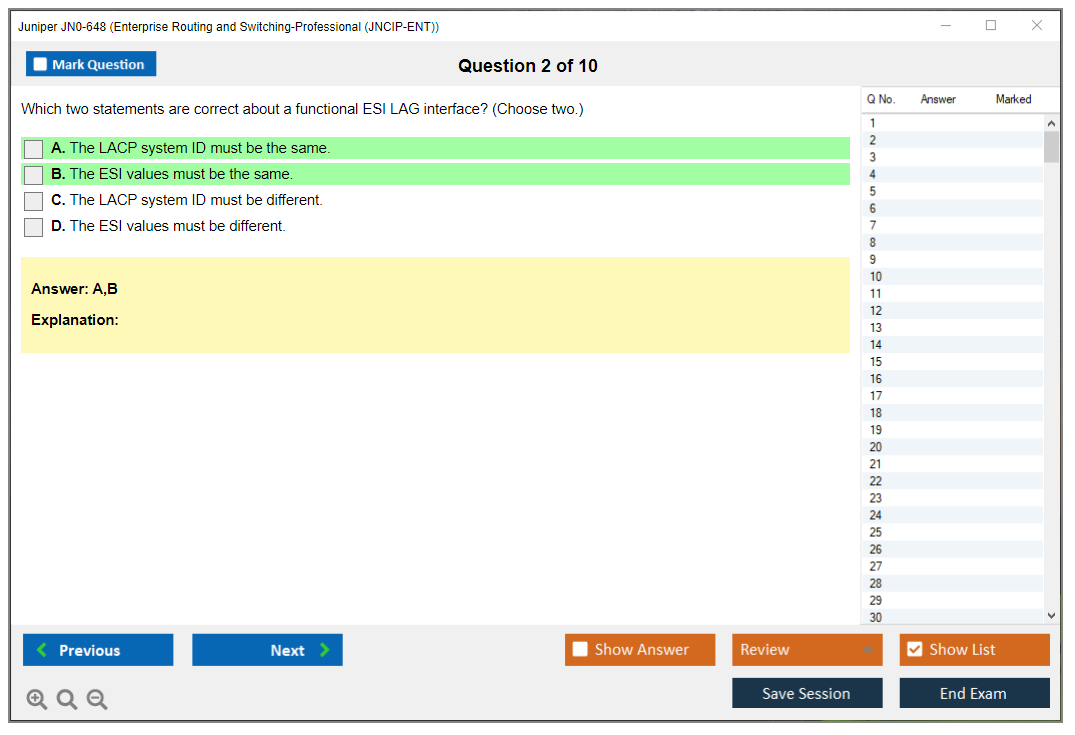 Juniper JN0-648 Enterprise Routing and Switching-Professional (JNCIP-ENT) Practice test exam simulator test engine exam dumps questions answers Image 2