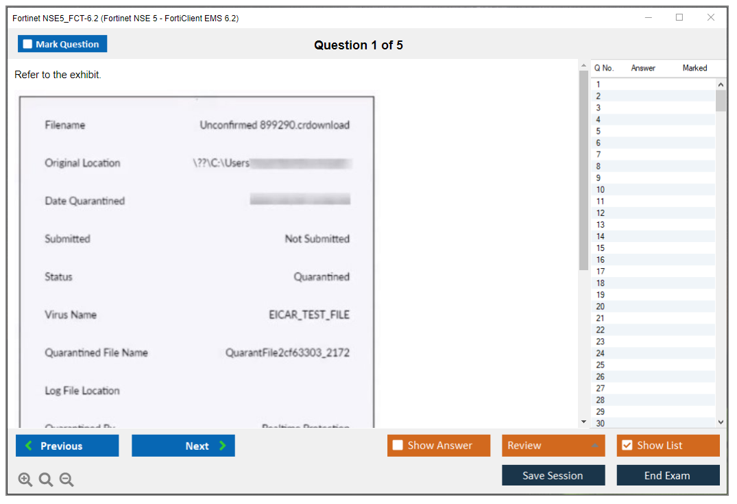 Fortinet NSE5_FCT-6.2 Fortinet NSE 5 - FortiClient EMS 6.2 Practice test exam simulator test engine exam dumps questions answers Image 1